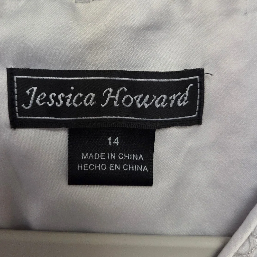 Jessica Howard Lace Sheath Dress Silver Sleeveless Party Wedding Guest Size‎ 14 - Picture 3 of 6